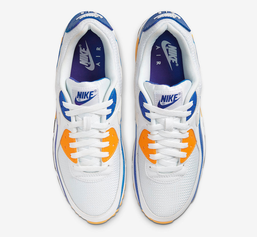 nike air bakin white blue yellow