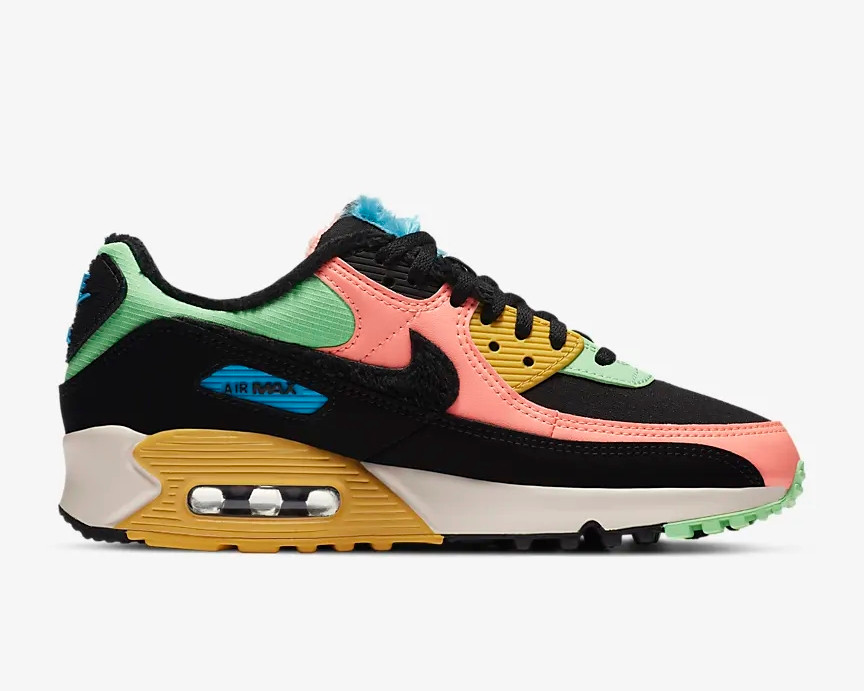 air max 90 multicolor suede on feet
