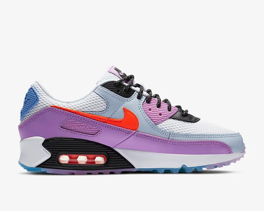 Wmns Nike Air Max 90 Carnival White Violet Star University Blue CW6029-100 - Febbuy