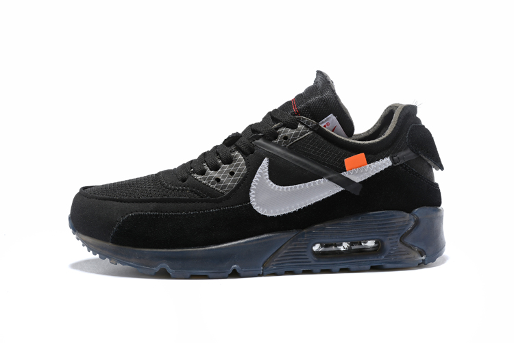 OFF WHITE x Nike Air Max 90 OW Men Running Shoes Black All Silver - Febbuy