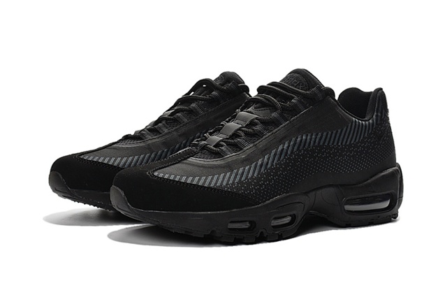 Nike Air Max 95 Jacquard All Black Men DS Running Shoes 644793-100 - Febbuy