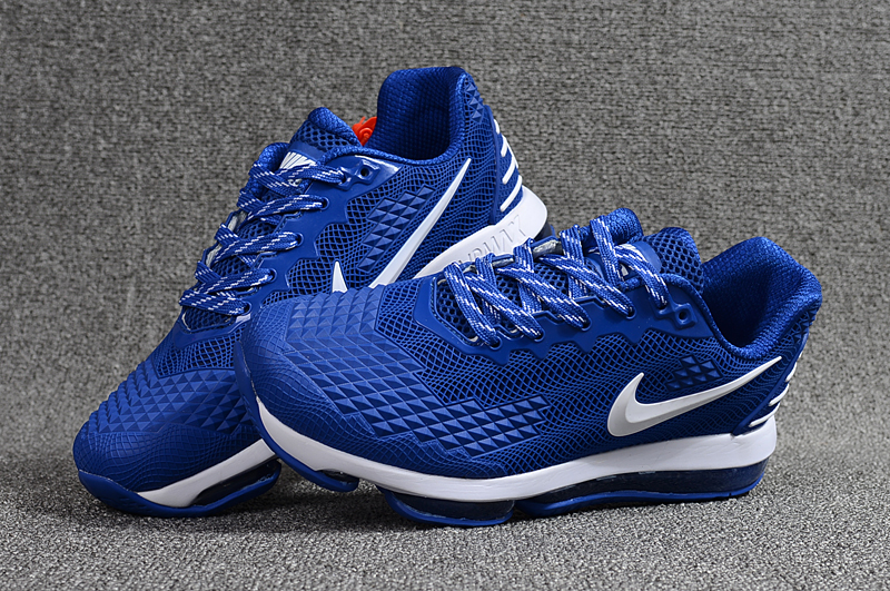 blue nike athletic shoes