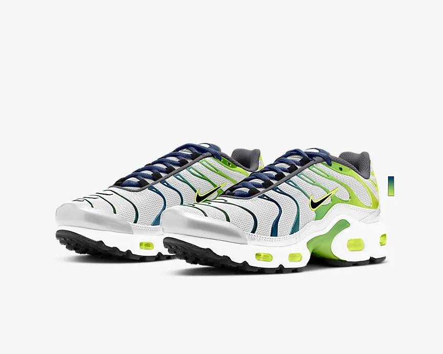 nike air max plus white black green