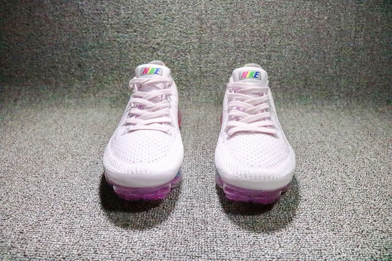 white vapormax with rainbow bottom