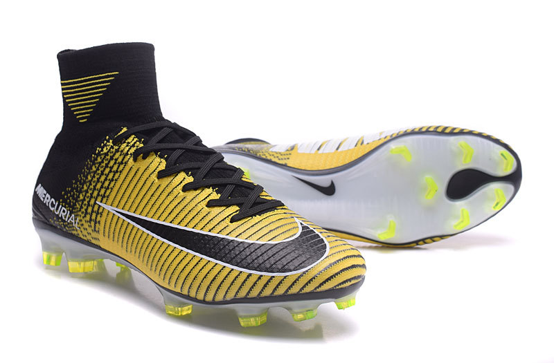 Nike Mercurial Superfly V FG yellow black soccer shoes - Febbuy