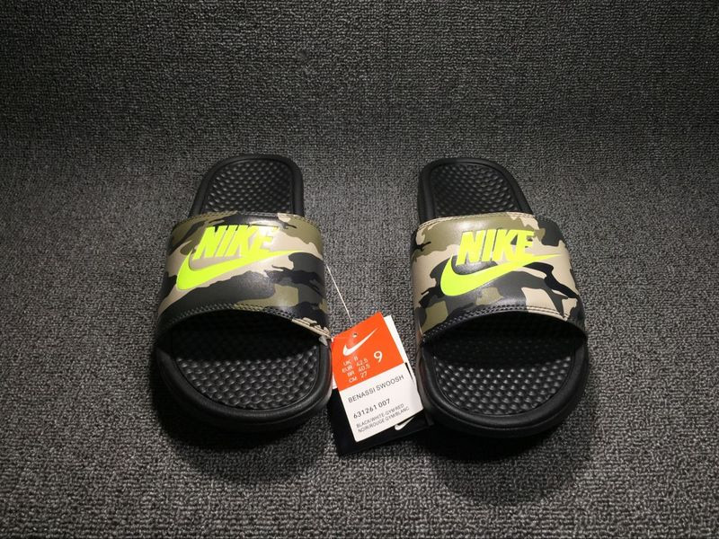 army green nike slides
