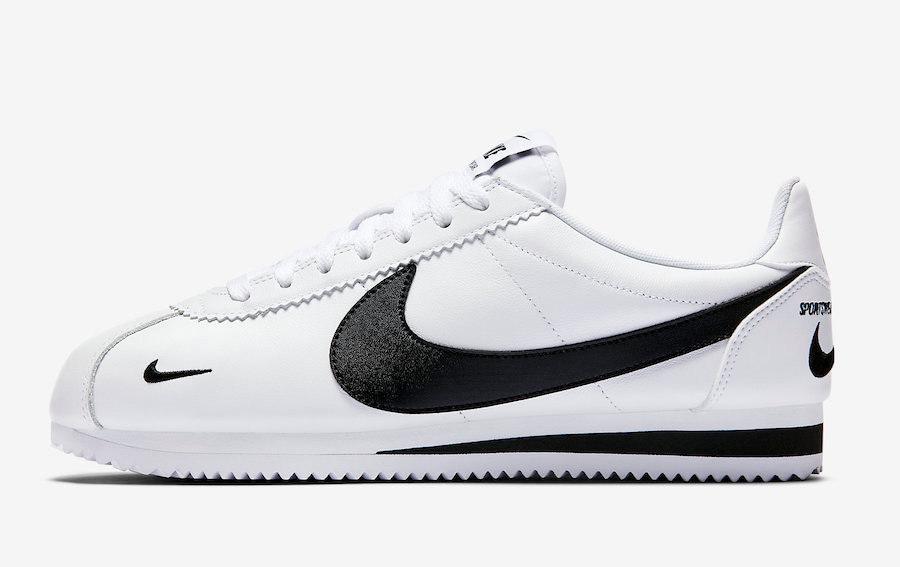 Wmns Nike Classic Cortez Premium Swoosh White Black Mens Shoes 807480-104 - Febbuy