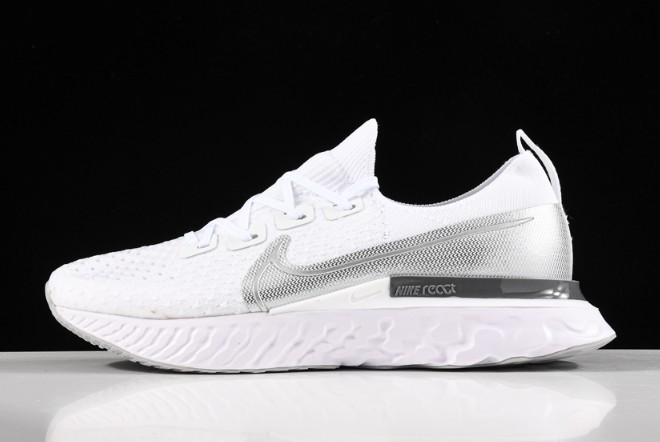 white nike react infinity run flyknit