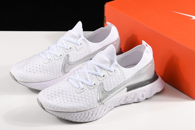 2020 Nike React Infinity Run Flyknit White Metallic Silver CD4372 101 ...
