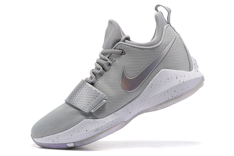 Nike Zoom PG 1 Paul George Men Basketball Shoes Silver Grey All White ...