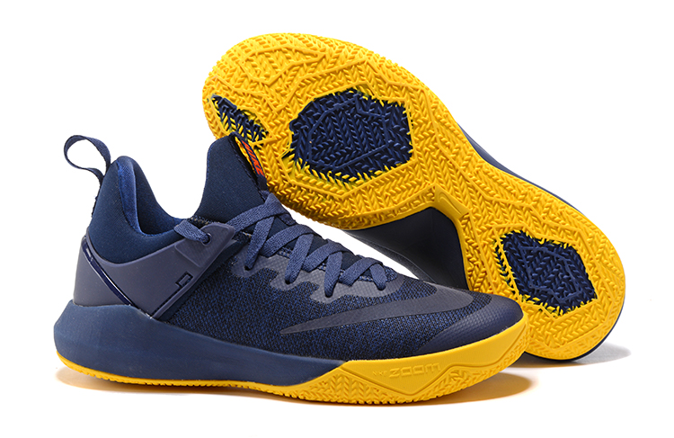 blue and yellow basketball shoes