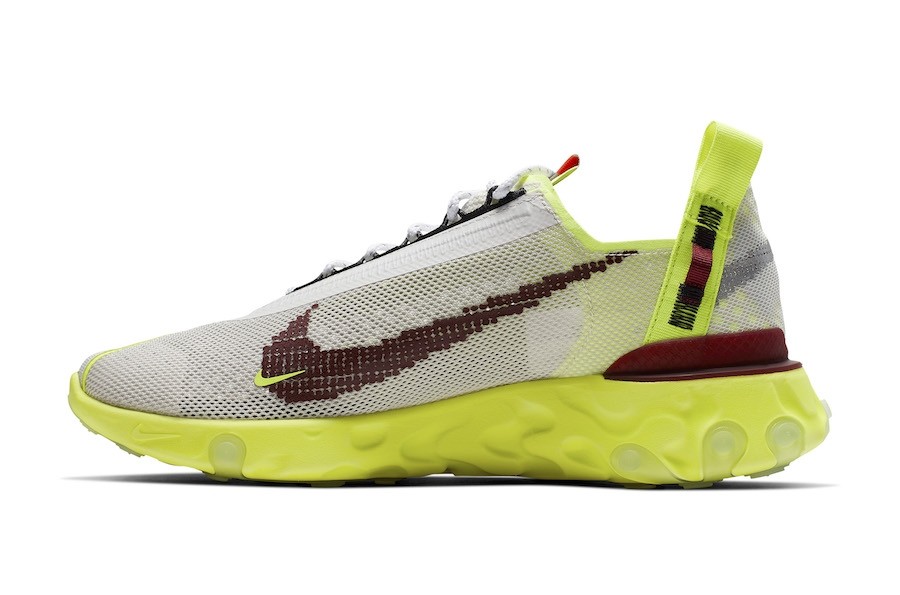 nike react runner ispa platinum tint volt glow team red