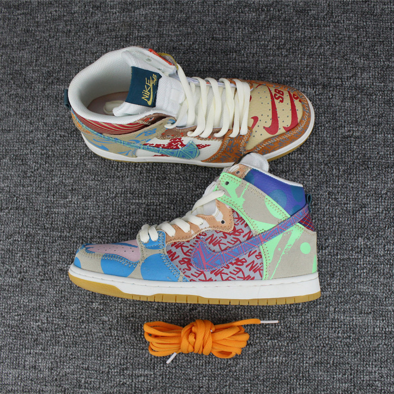 Nike DUNK SB High Skateboarding Unisex Shoes Lifestyle Shoes Colored Blue Yellow 313171 - Febbuy