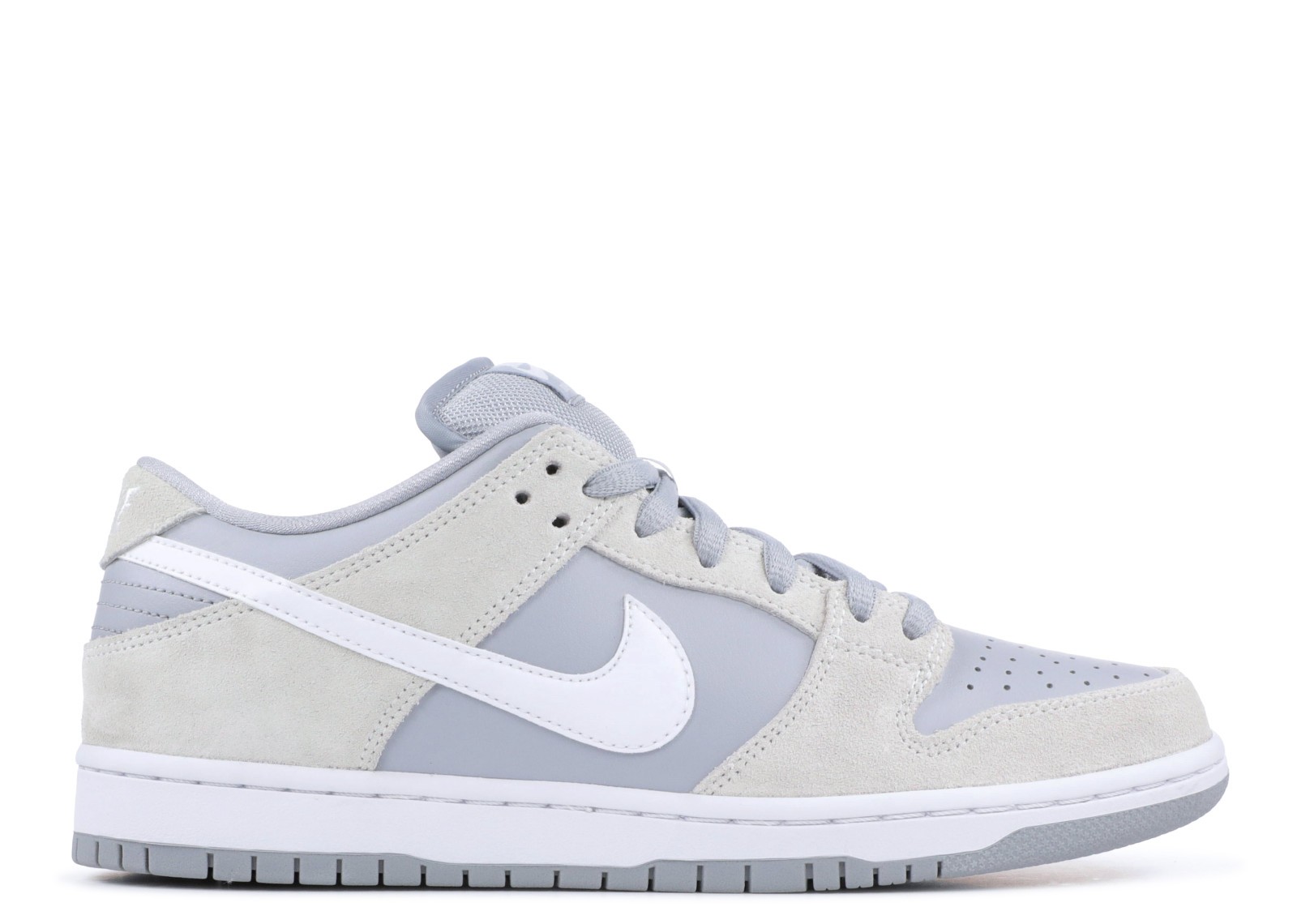 gray and white low dunks