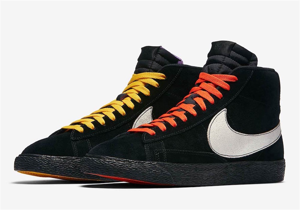 red and black nikes with yellow laces