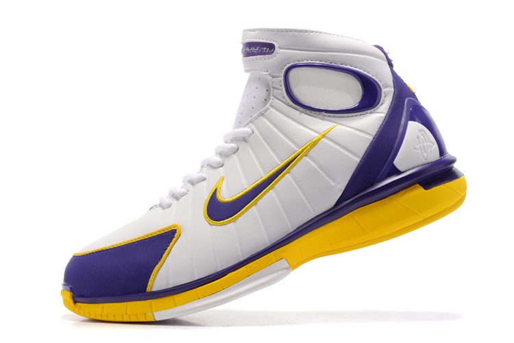 NIKE AIR ZOOM HUARACHE 2K4 WHITE PURPLE YELLOW MEN BASKETBALL SHOES 308475-008 - Febbuy