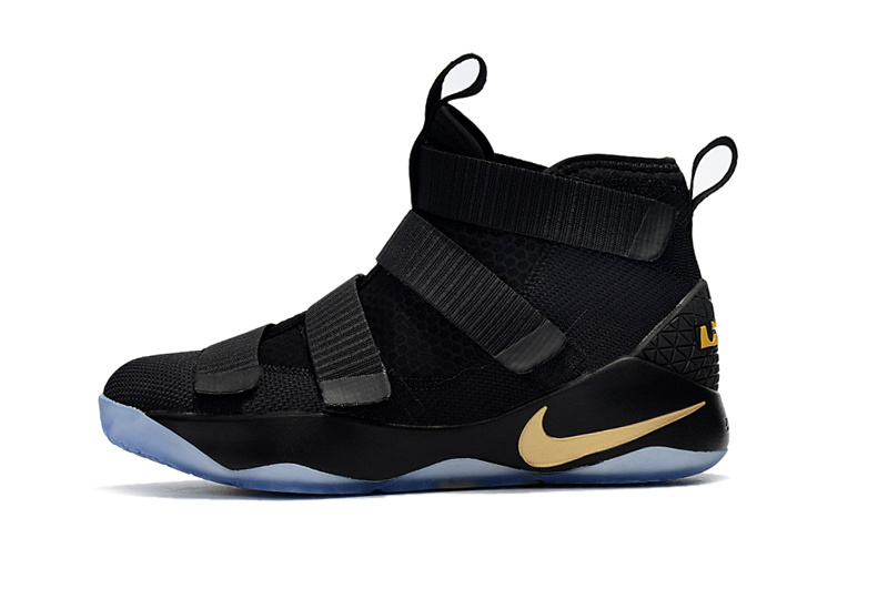 Nike Zoom Lebron Soldiers XI 11 black gold Youth Big Kid Shoes - Febbuy