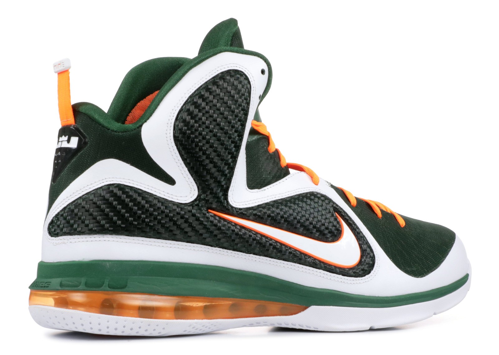 Lebron 9 Miami Hurricanes Greg White Green Orange Total 469764-102 - Febbuy