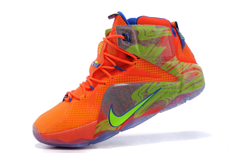 Nike Zoom Lebron XII 12 Men Basketball Shoes Orange Green - Febbuy