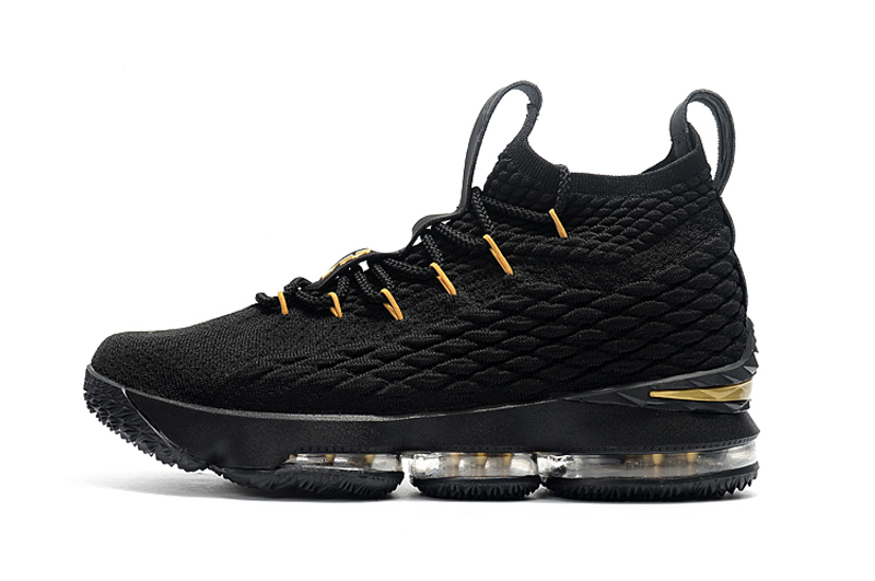 lebron 15 shoes black and gold