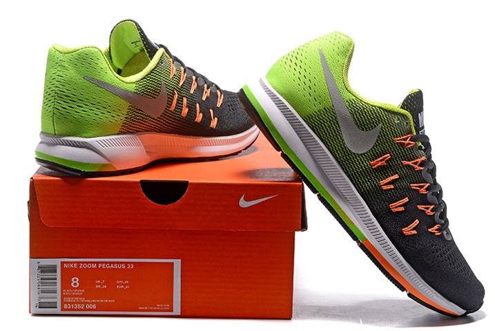 Nike Air Zoom Pegasus 33 Men Running Shoes Green Black Silver 831352-006 Nike Air Zoom Pegasus 33 Men Running Shoes Green Black Silver 831352-006