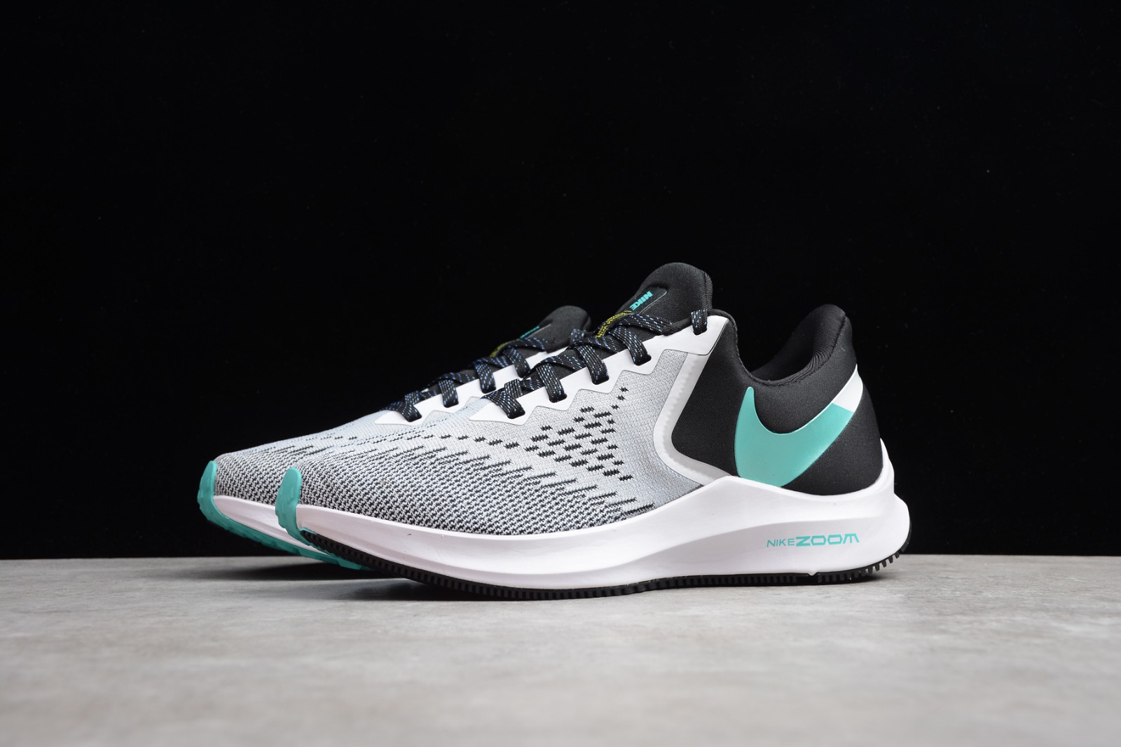 Nike Zoom Winflo 6 Black White Hyper Jade Womens Sneakers AQ8228-001 ...
