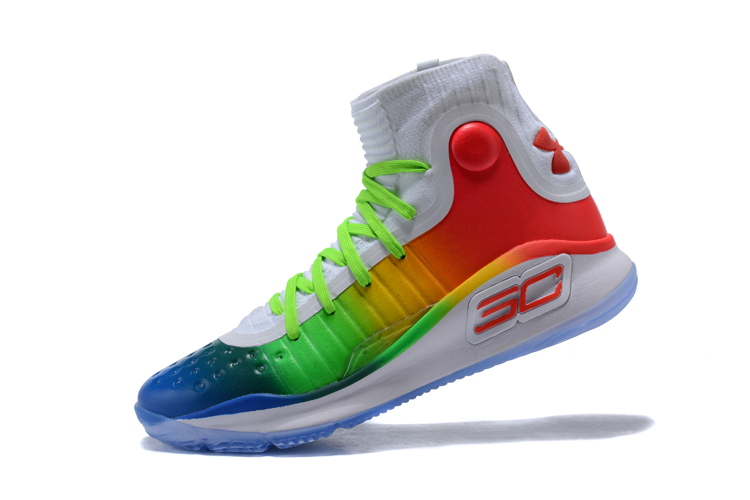 Under Armour UA Curry 4 IV High Men Basketball Shoes Rainbow New