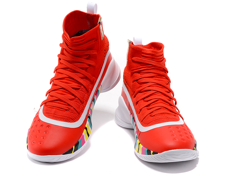 Under Armour Ua Curry 4 Iv High Men Basketball Shoes Red White